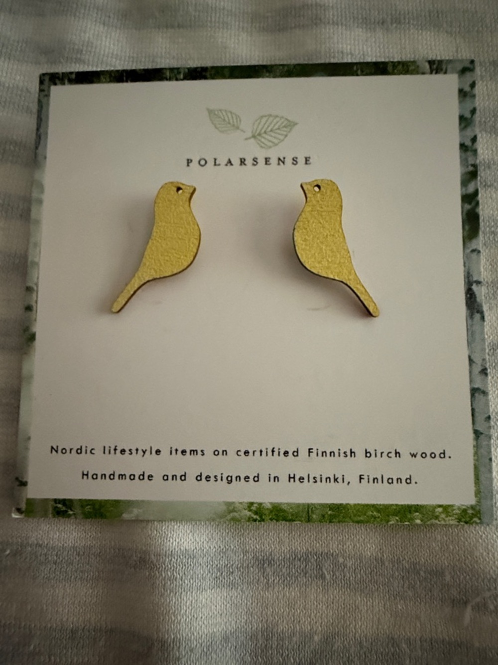Yellow Bird Wooden Earrings - Handmade Finnish Design